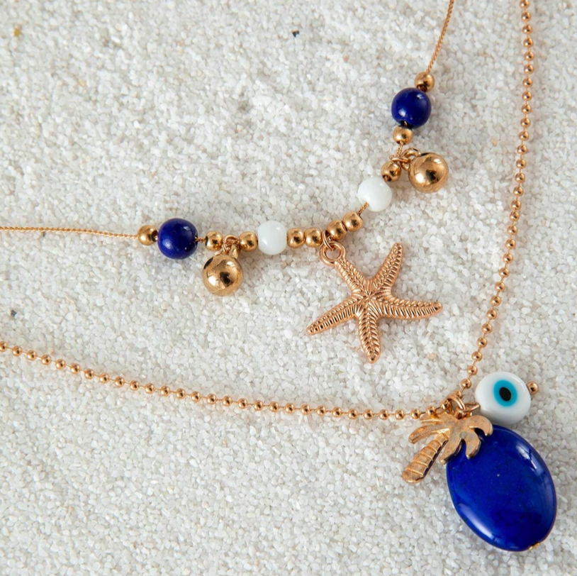 Beachcomber Blue 2 Strand Necklace