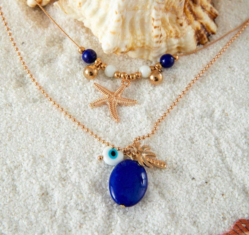 Beachcomber Blue 2 Strand Necklace
