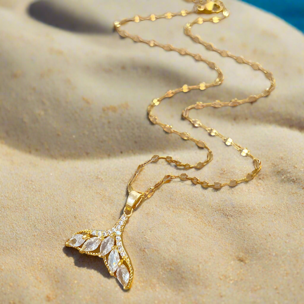 Dazzling Mermaid Tail Necklace, Cubic Zirconia (3 Colors) - Lemonade Mermaid