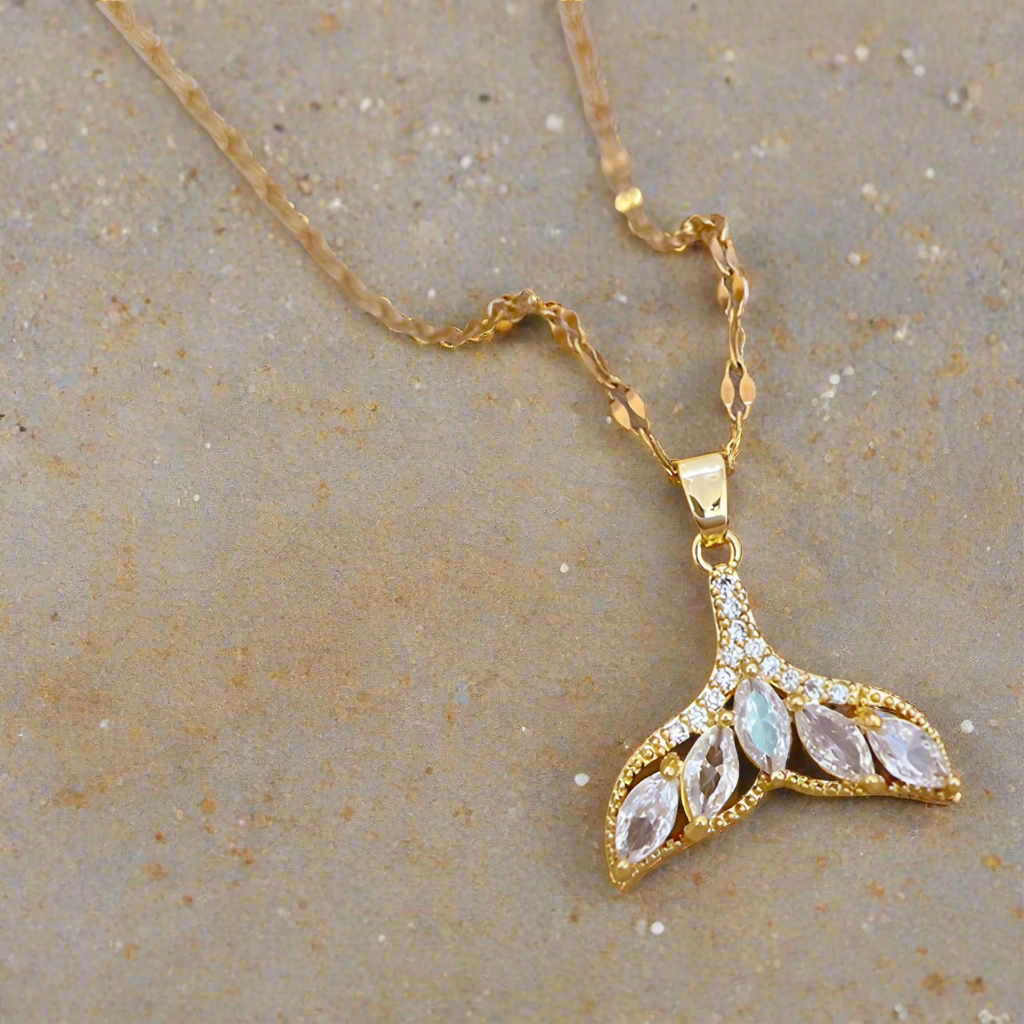 Dazzling Mermaid Tail Necklace, Cubic Zirconia (3 Colors) - Lemonade Mermaid
