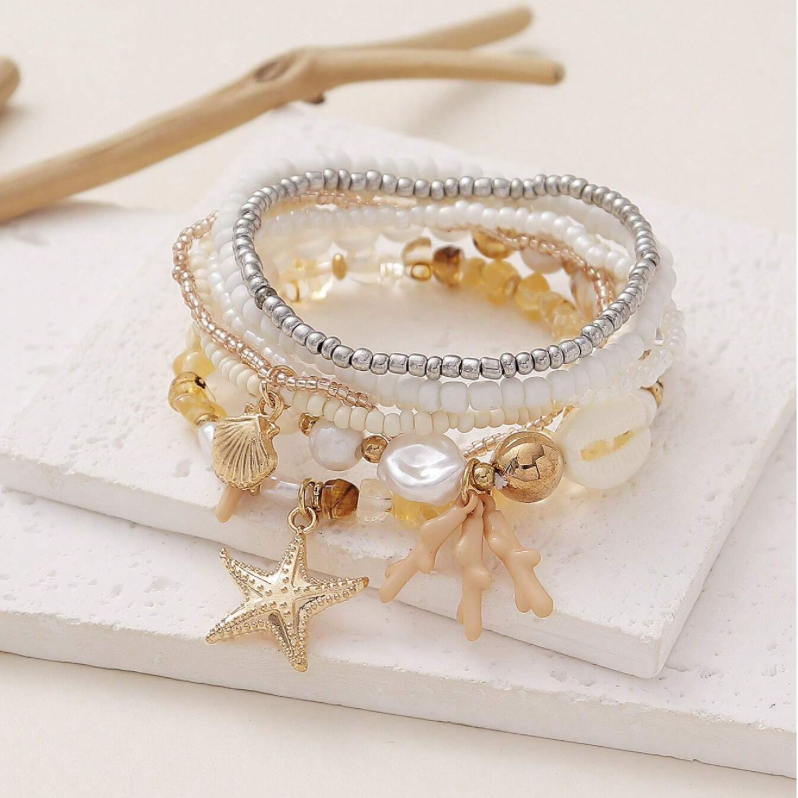 Multi-Strand Beach Bracelet Sets - Lemonade Mermaid