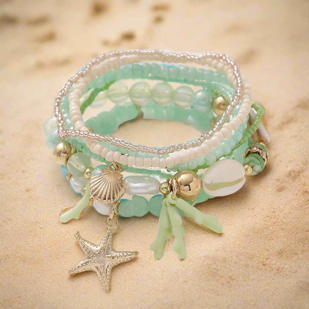 Multi-Strand Beach Bracelet Sets - Lemonade Mermaid
