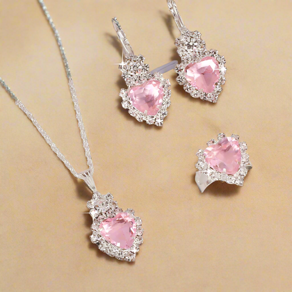 Princess Heart Trio Jewelry Set