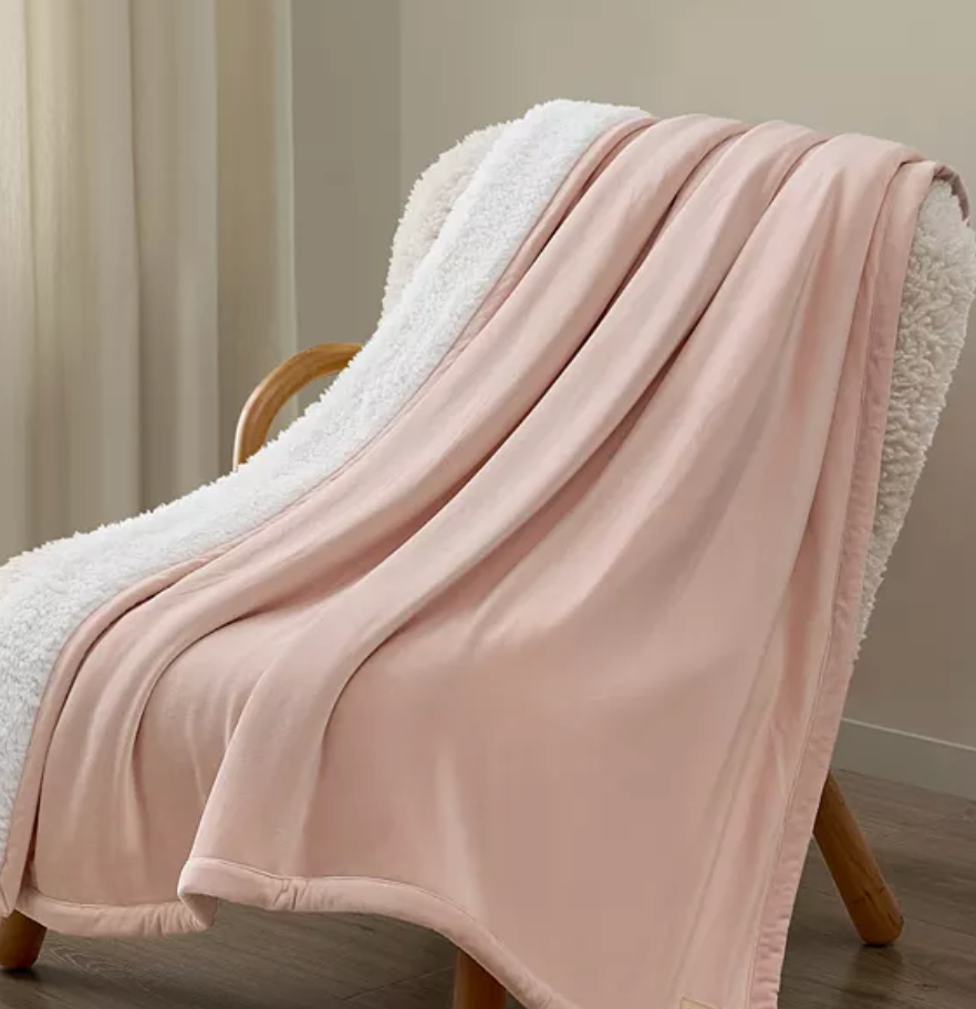 UGG® Pink Plush to Faux-Fur Throw, 50" x 70"
