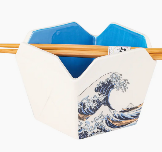 Hokusai Wave Takeout Box Bowl, Chopsticks
