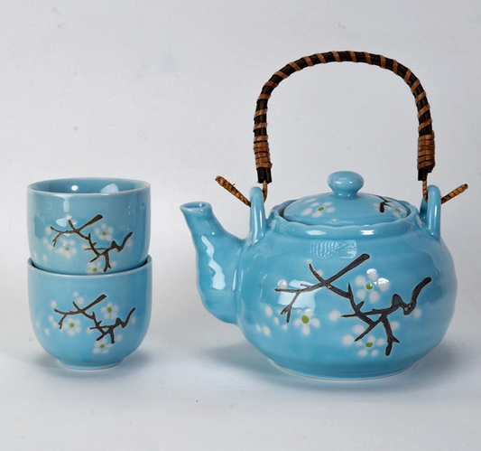 Blue Sakura Cherry Blossoms Tea Set
