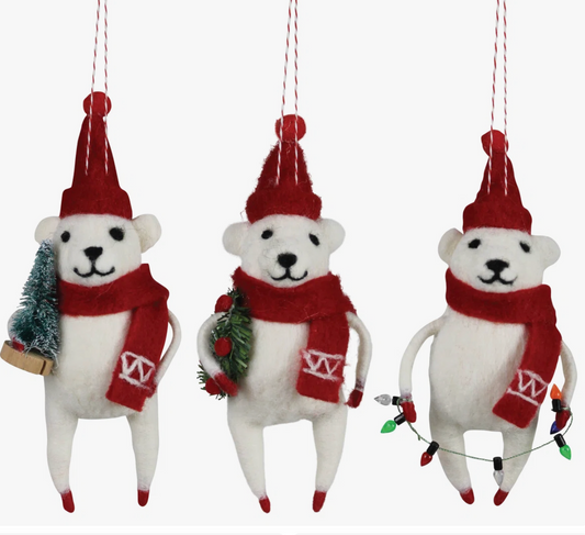 Fuzzy Polar Bear Ornament