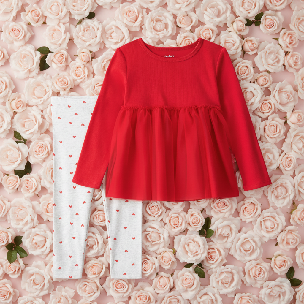 Red 2-pc w/Heart Leggings - Lemonade Mermaid