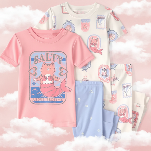 4 Pc. Mermaid Cat PJs Set - Lemonade Mermaid