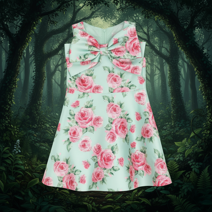 Mint Rose Bow Dress 2T