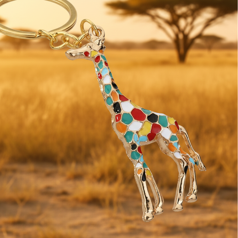 Calico Giraffe Keychain