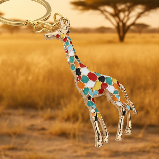 Calico Giraffe Keychain