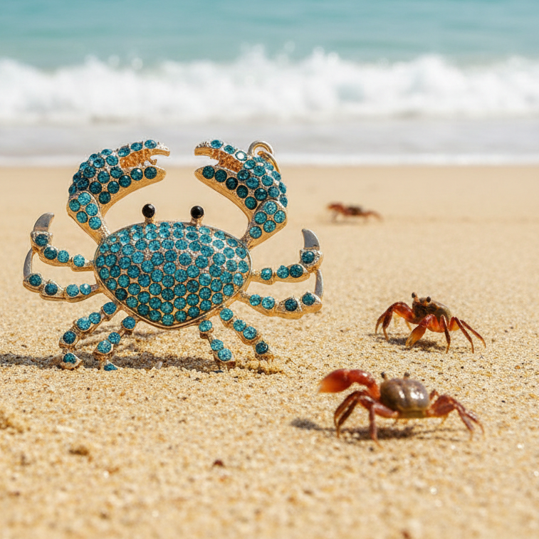 Rhinestone Crab Keychain (3 Colors)