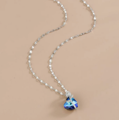 Rose Wrapped Heart Necklace w/Cubic Zirconia