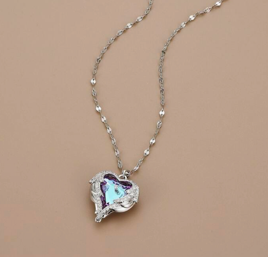 Crystal Facets Heart Necklace