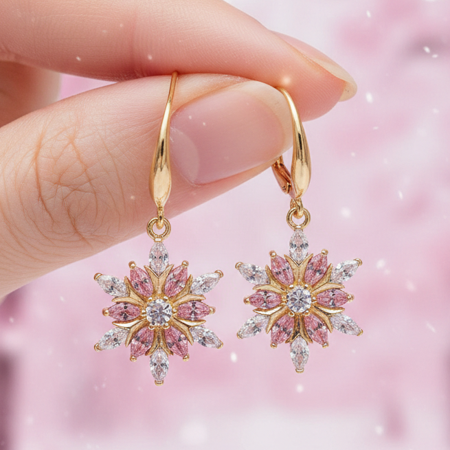 Pink Snowflake Earrings
