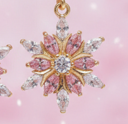 Pink Snowflake Earrings