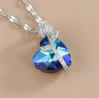 Rose Wrapped Heart Necklace w/Cubic Zirconia - Lemonade Mermaid