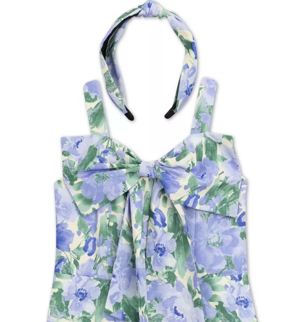 Blue Floral Jumpsuit w/Fabric Headband - Lemonade Mermaid