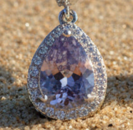 Light Purple, Silver Small Silver Teardrop Earrings