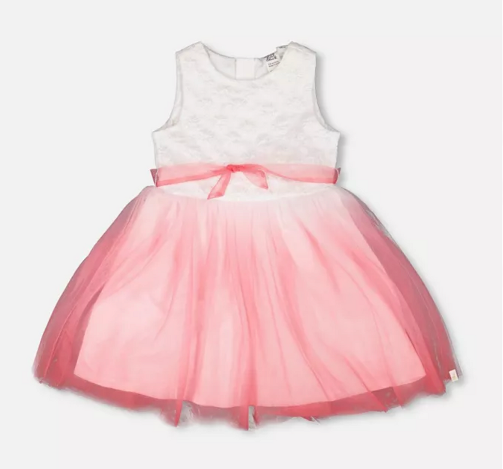 Pleated Peach Mesh Dress - Lemonade Mermaid