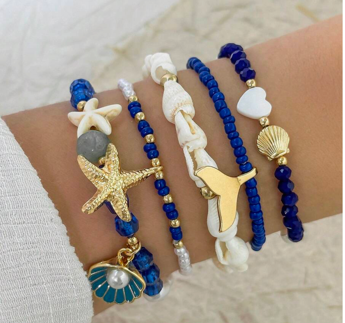 5-Strand Blue Beach Bracelet