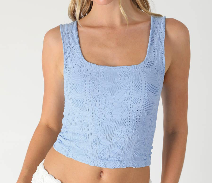 Blue Square Crop Top