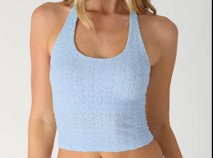 Floral Lace Halter Crop Top (2 Colors)