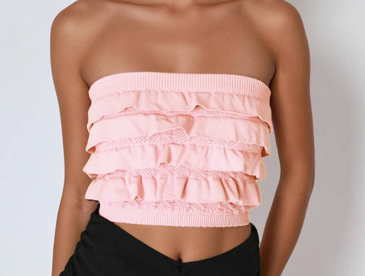 Pink Ruffle Tube Top