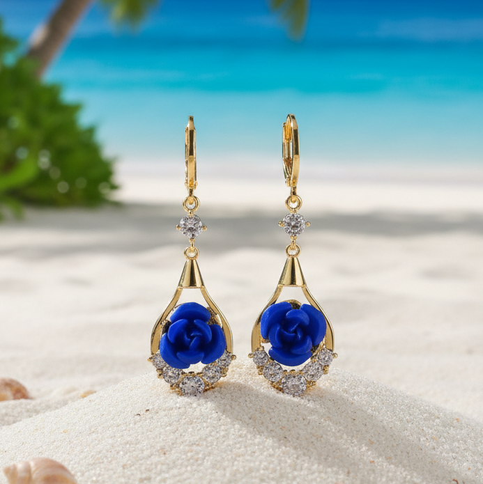 Blue Rose Earrings