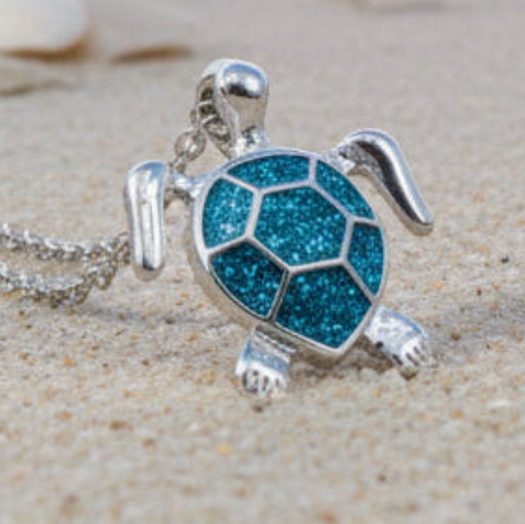Color Shell Turtle on Silver Chain (2 Colors)