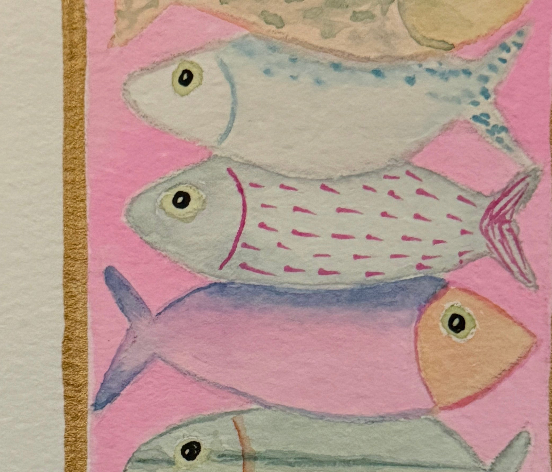 Pink Fish Note Card by Alayna