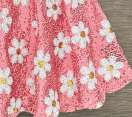 Sequin Daisy Pink Dress