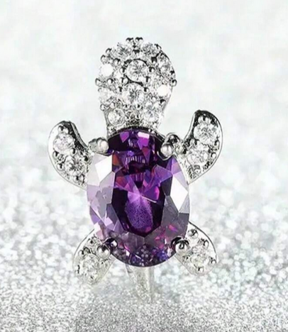 Turtle Dimension Earrings, Cubic Zirconia (6 colors)