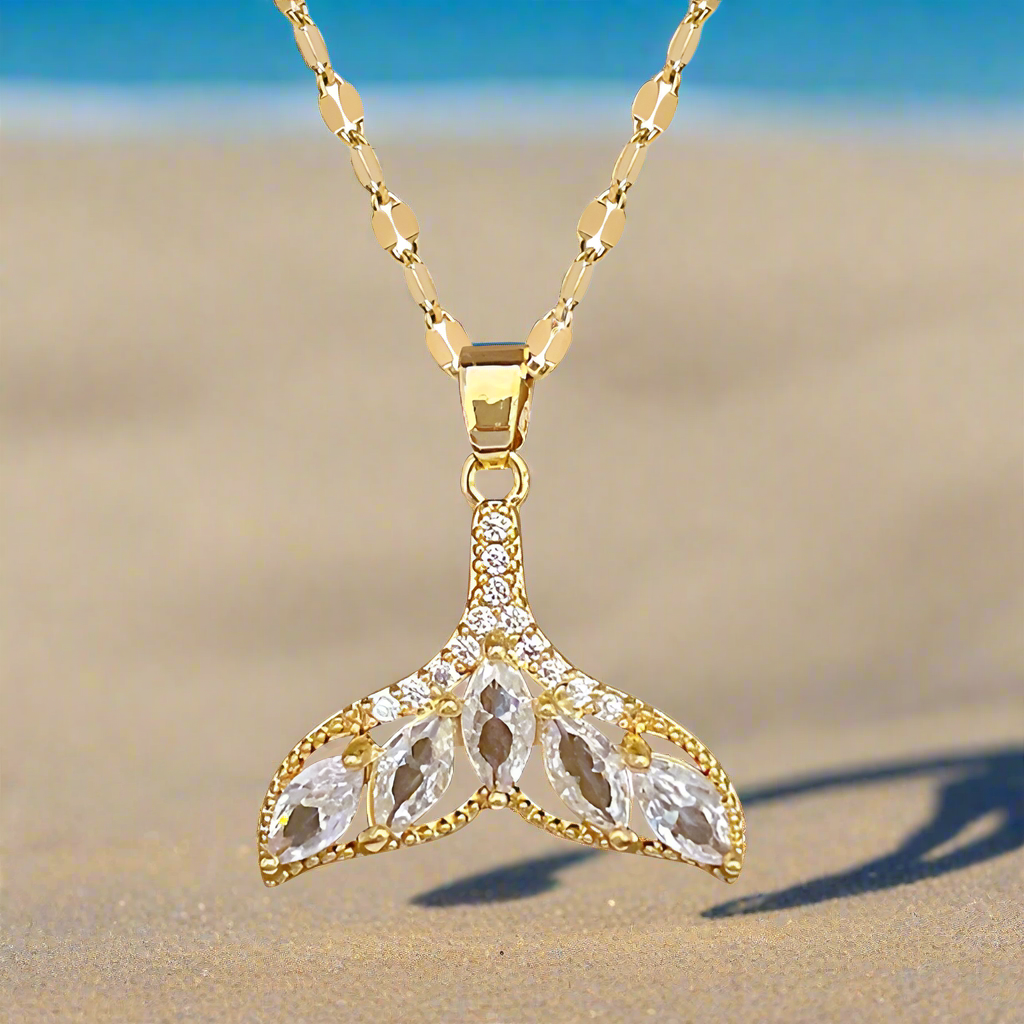 Dazzling Mermaid Tail Necklace, Cubic Zirconia (3 Colors) - Lemonade Mermaid