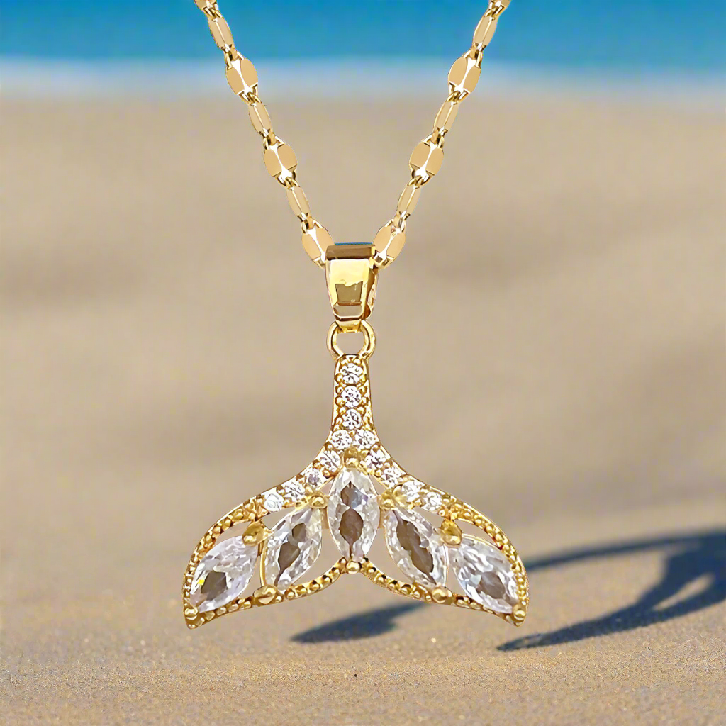 Dazzling Mermaid Tail Necklace, Cubic Zirconia