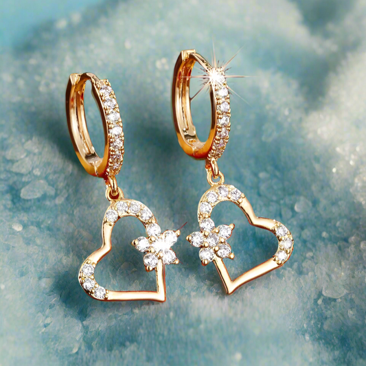 Brilliant Heart Earrings, Cubic Zirconia