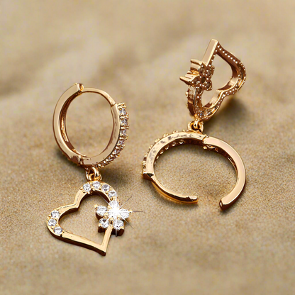 (NEW!) Brilliant Heart Earrrings, Cubic Zirconia