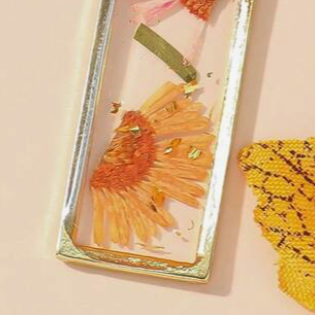 Pressed Flower Necklace, Rectangle - Lemonade Mermaid