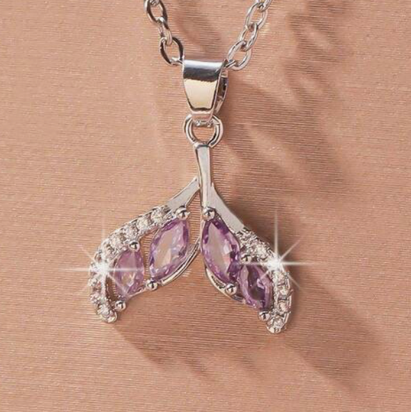 Dazzling Mermaid Tail Necklace, Cubic Zirconia (3 Colors) - Lemonade Mermaid