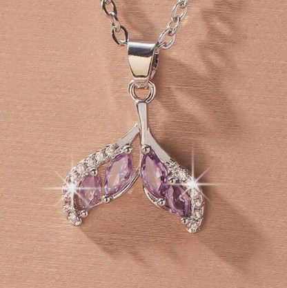 Dazzling Mermaid Tail Necklace, Cubic Zirconia (3 Colors)