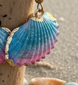 Pinke & Blue Parrot Shell Earrings