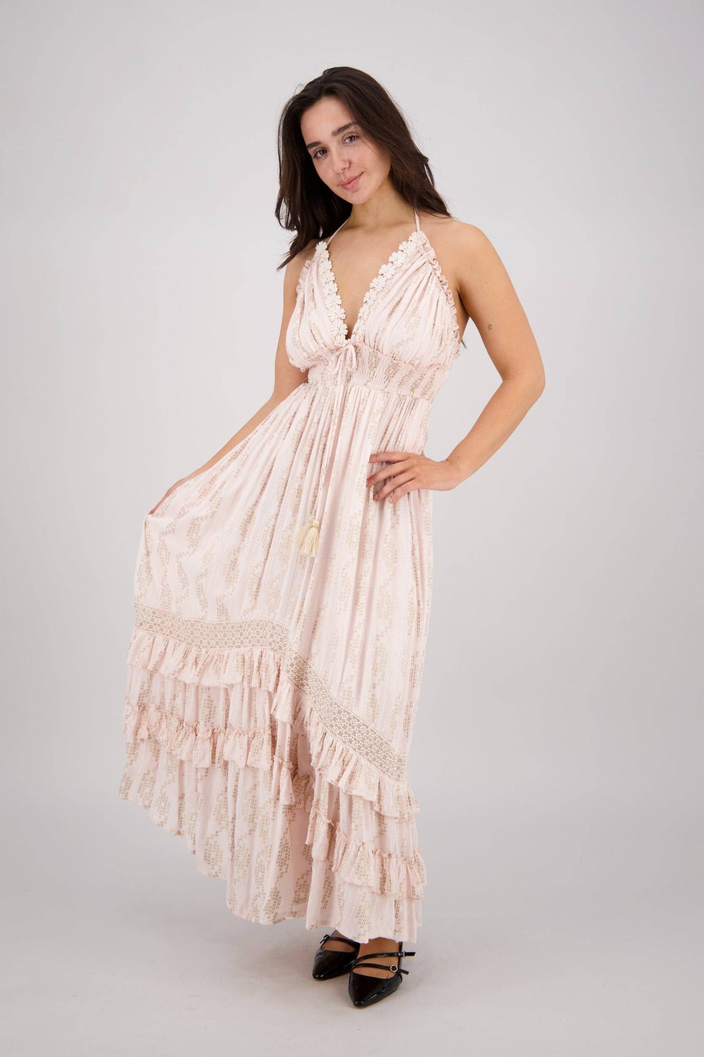 Halter Tiered Maxi Dress