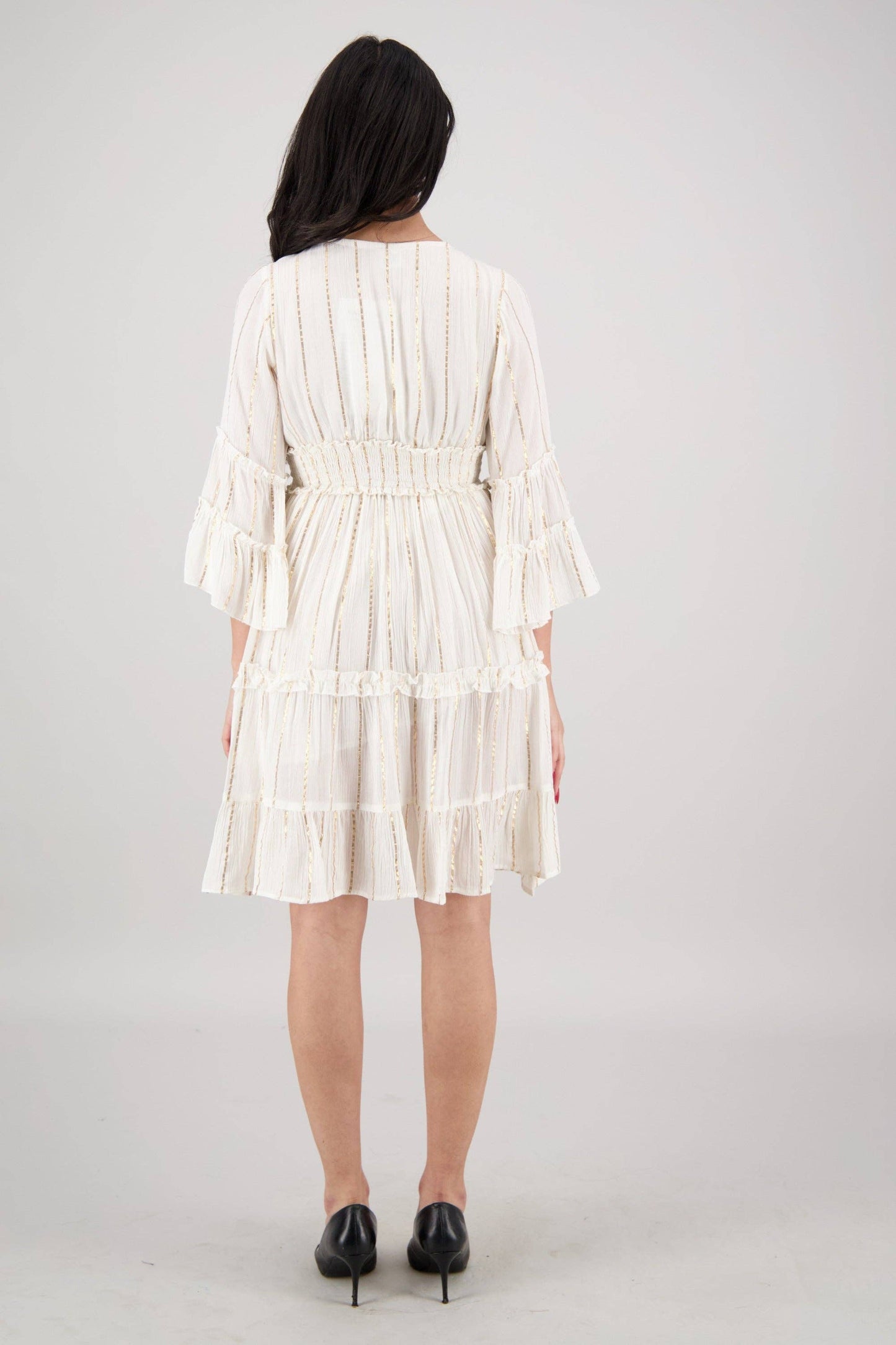 Boho Long-Sleeve Tassel Midi Dress