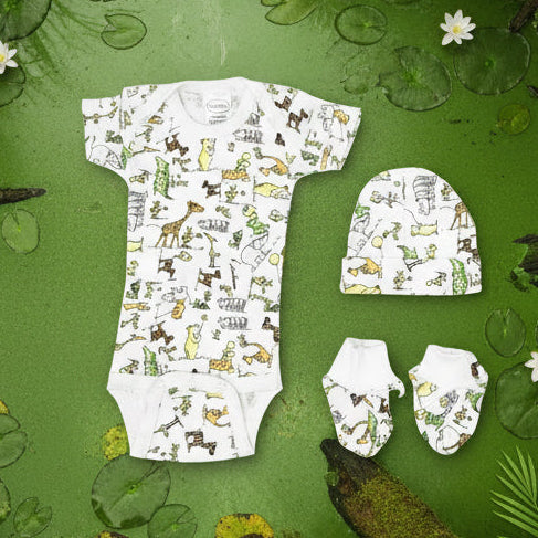 4 pc. Newborn Crocodile w/Hat & Mits - Lemonade Mermaid