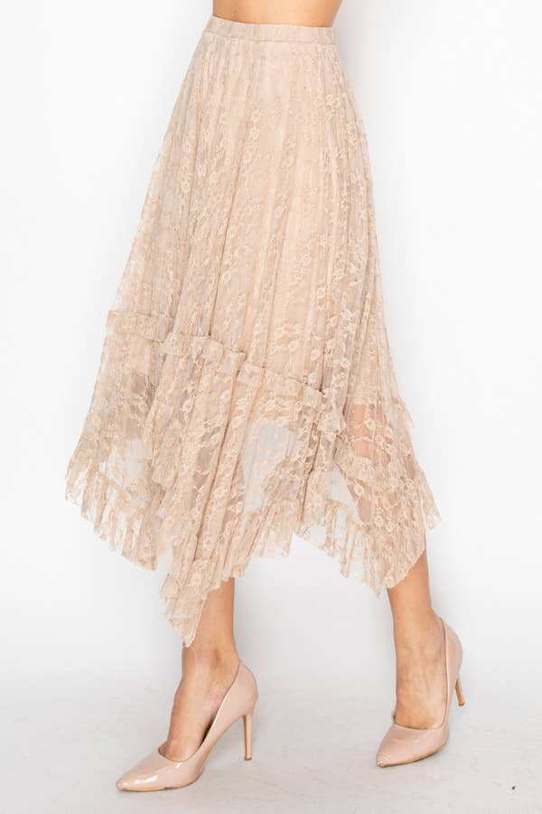 Romantic Sparkly Lace Flowy Boho Skirt
