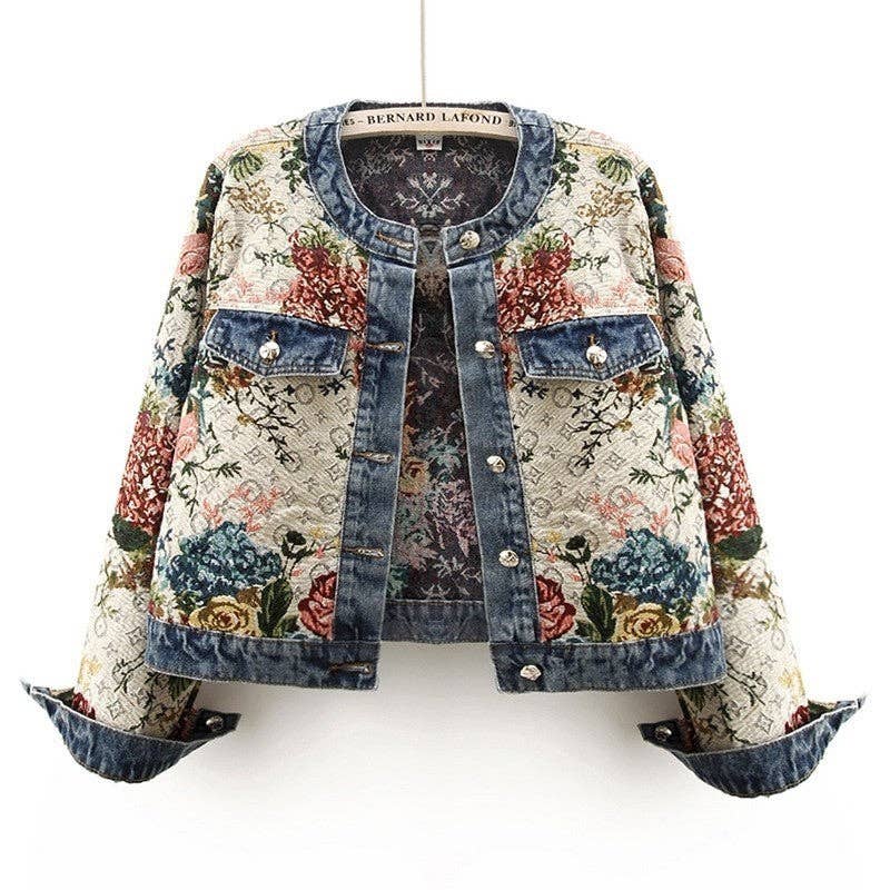 Floral Denim Jacket - Lemonade Mermaid