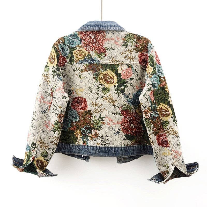 Floral Denim Jacket - Lemonade Mermaid