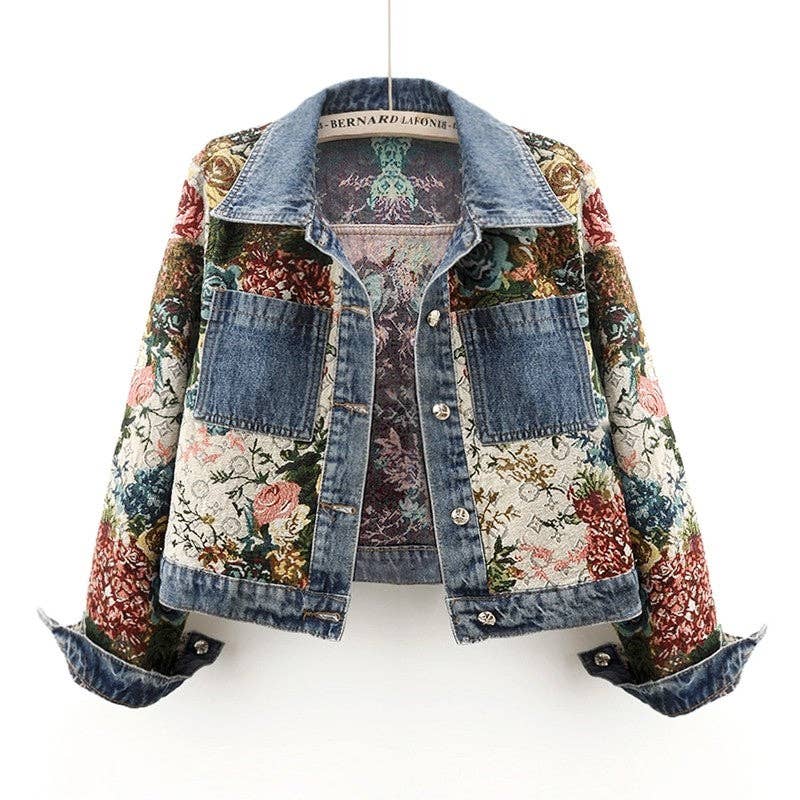 Floral Denim Jacket - Lemonade Mermaid