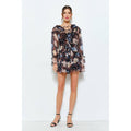 Floral Print Frill Chiffon Wrap Mini Dress (2 Colors)